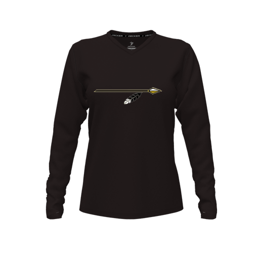 [FTLVCFBK-FYXS-LOGO2] Decker Comfort T-Shirt (Female Youth XS, Black, V Neck, Logo 2, Long Sleeve)