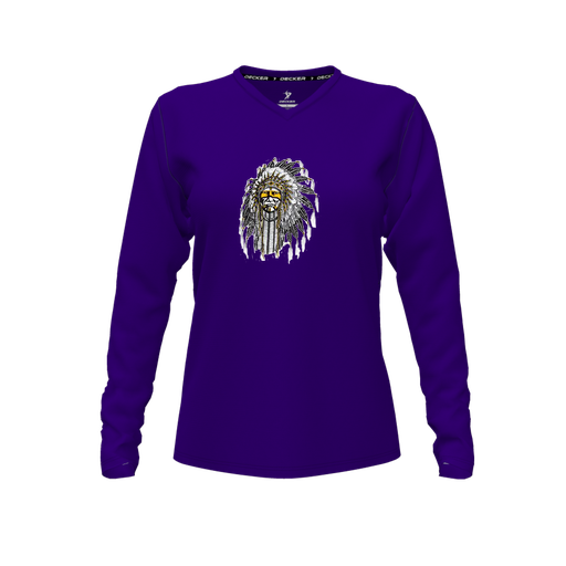 [FTLVCFPP-FYXS-LOGO3] Decker Comfort T-Shirt (Female Youth XS, Purple, V Neck, Logo 3, Long Sleeve)