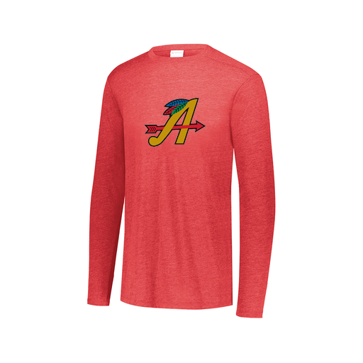 [FTLCUBRD-AXS-LOGO1] Decker Men's Tri-Blend T-Shirt - Long Sleeve (Adult XS, Red, Logo 1)