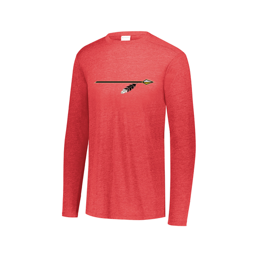 [3075.V96.XS-LOGO2] Decker Men's Tri-Blend T-Shirt - Long Sleeve (Adult XS, Red, Logo 2)